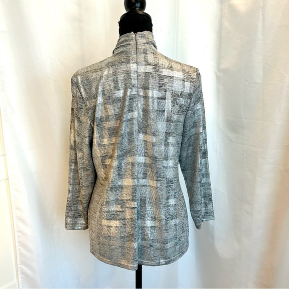 CALVIN Klein silver metallic high neck blouse - Picture 7 of 12